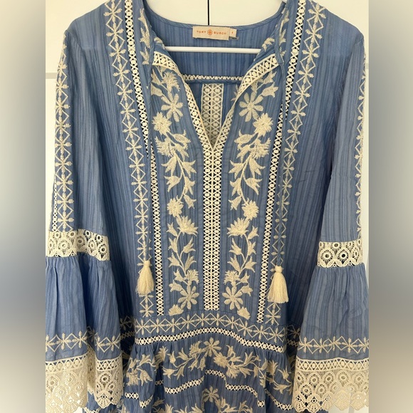 Tory Burch Blue Gabriella Lace Embroidered Dress - Picture 4 of 6